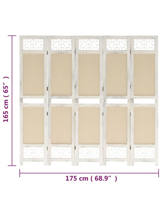 5-paneelinen Tilanjakaja kerma 175x165 cm kangas