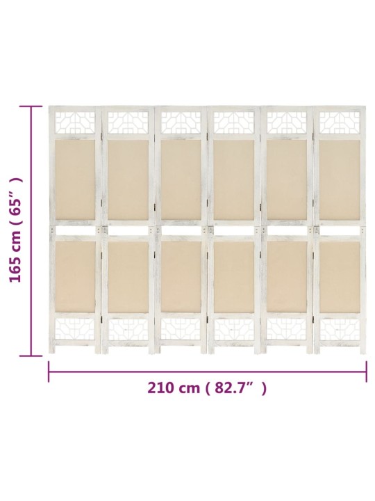 6-paneelinen Tilanjakaja kerma 210x165 cm kangas