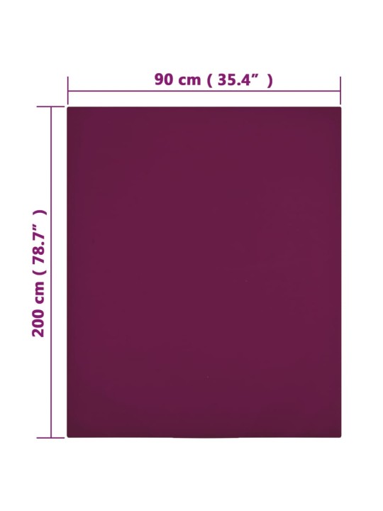 Muotoon ommellut lakanat 2 kpl viininpun. 90x200 cm puuvilla