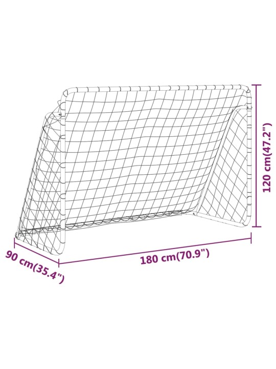 Jalkapallomaali verkolla valkoinen 180x90x120 cm teräs