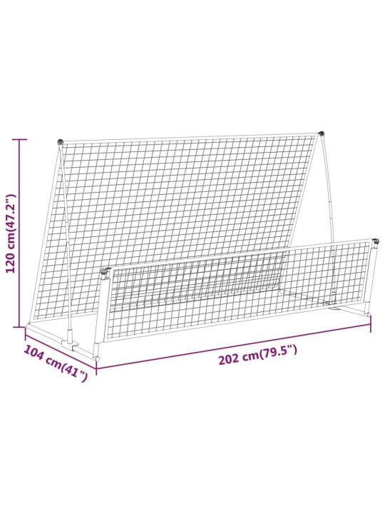 2 in 1 Jalkapallon palauttaja maali 202x104x120 cm teräs