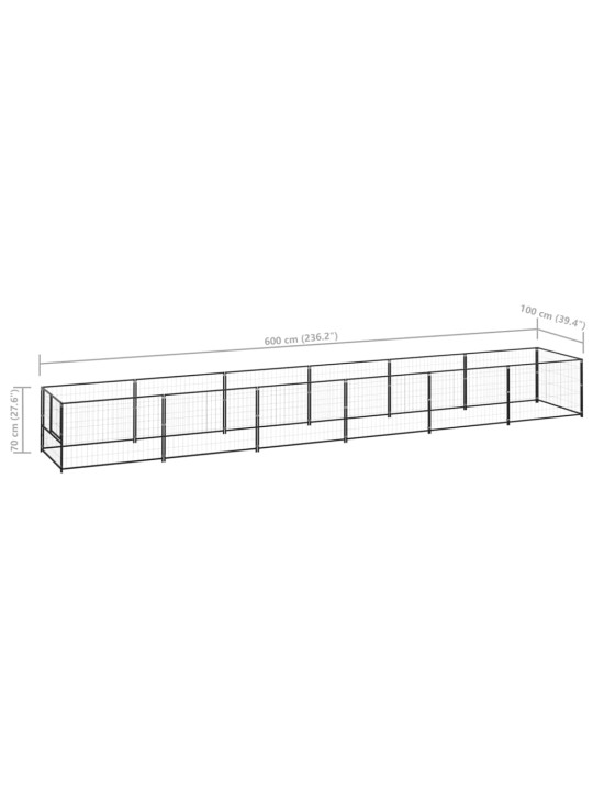 Koiranhäkki musta 6 m² teräs