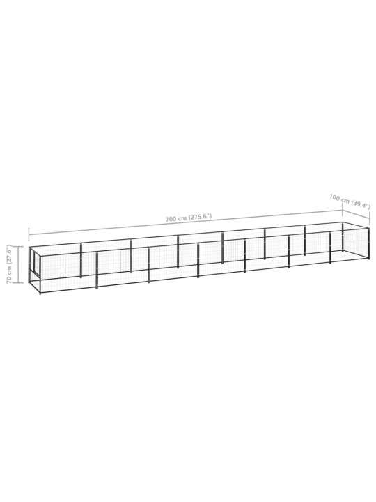 Koiranhäkki musta 7 m² teräs