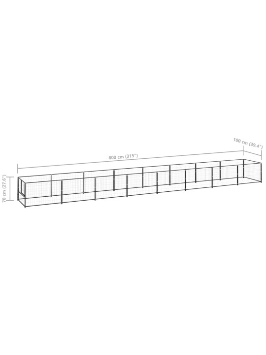 Koiranhäkki musta 8 m² teräs