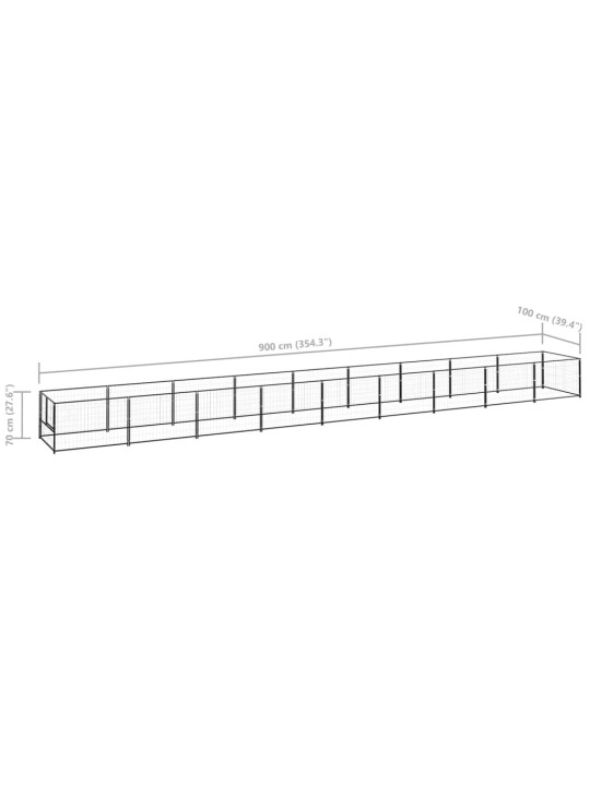 Koiranhäkki musta 9 m² teräs