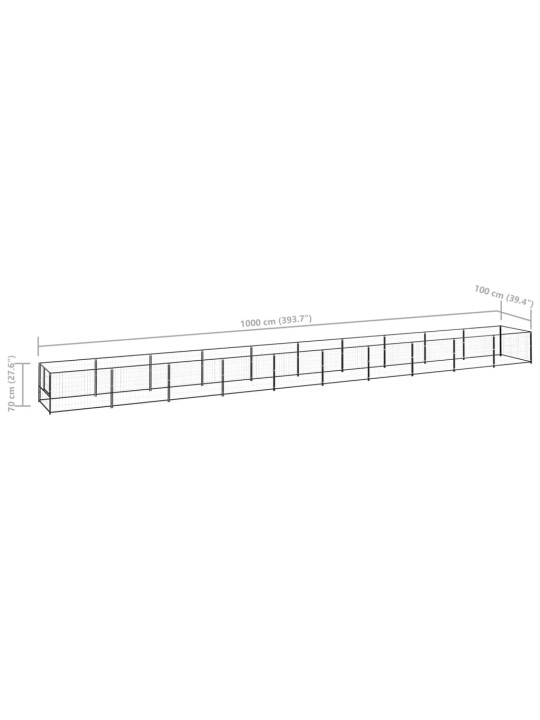 Koiranhäkki musta 10 m² teräs