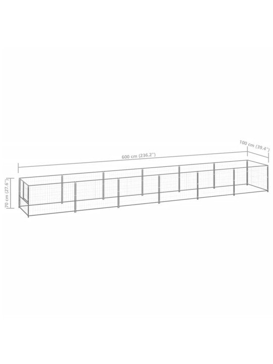 Koiranhäkki hopea 6 m² teräs