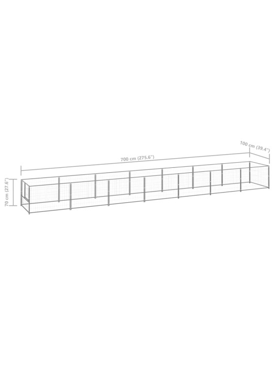 Koiranhäkki hopea 7 m² teräs