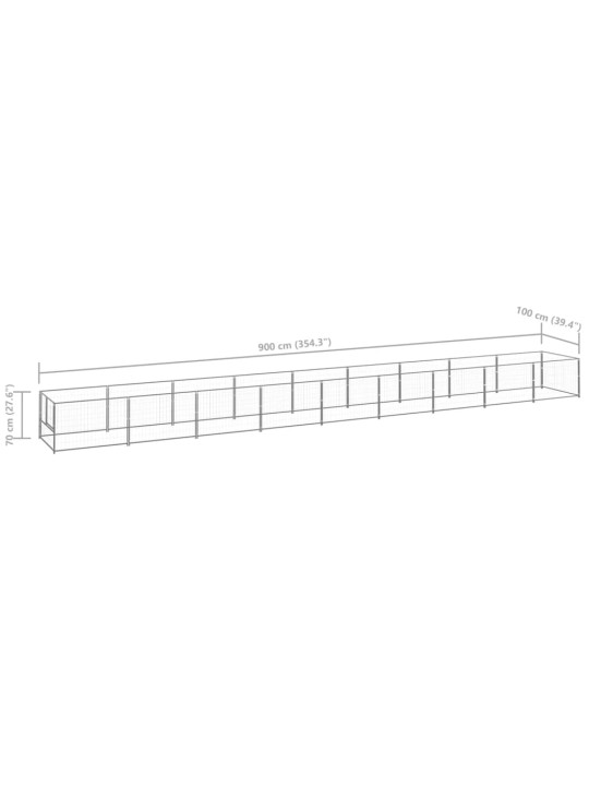 Koiranhäkki hopea 9 m² teräs