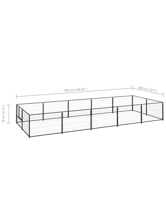 Koiranhäkki musta 10 m² teräs