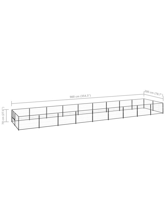 Koiranhäkki musta 18 m² teräs