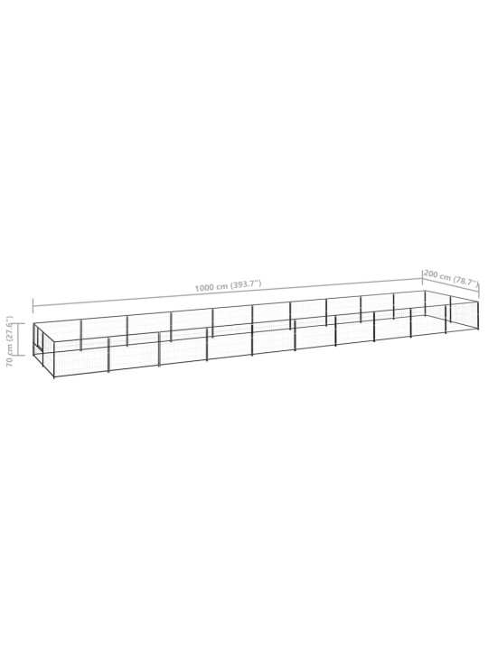 Koiranhäkki musta 20 m² teräs