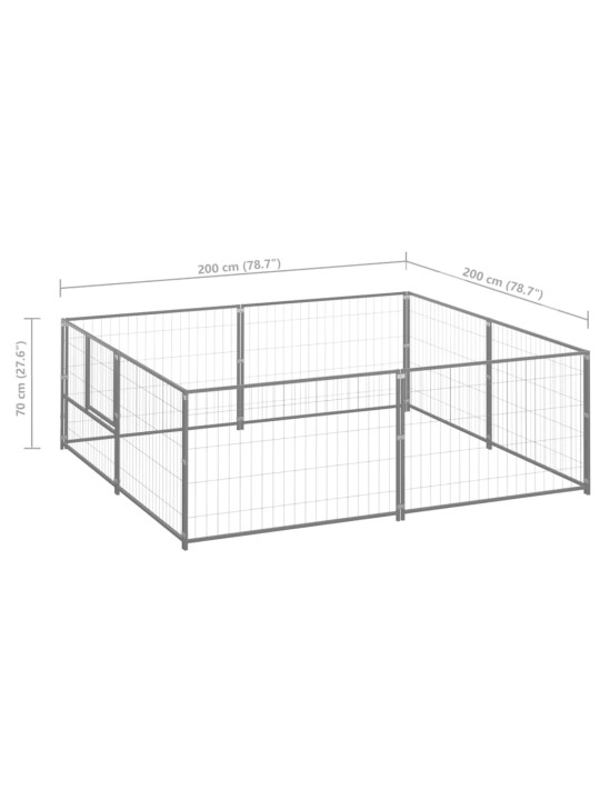 Koiranhäkki hopea 4 m² teräs