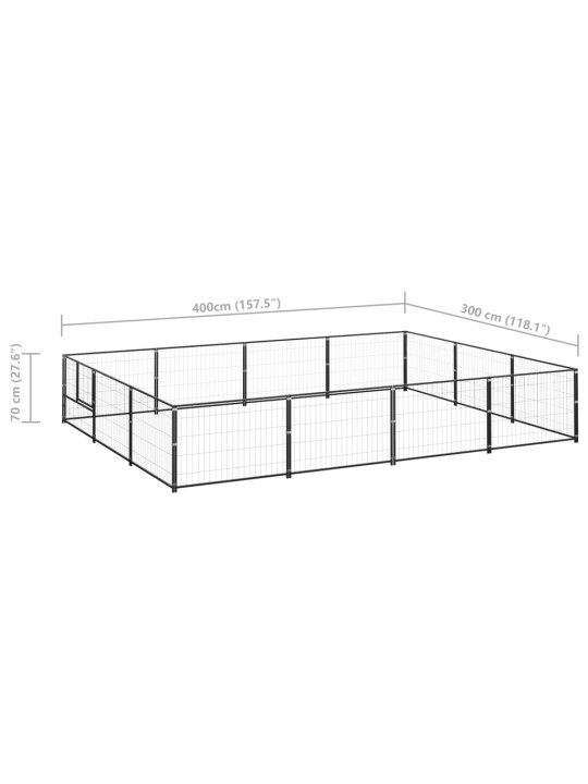 Koiranhäkki musta 12 m² teräs