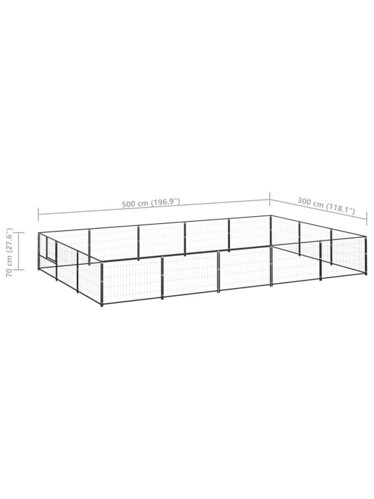 Koiranhäkki musta 15 m² teräs