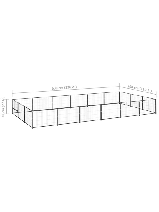 Koiranhäkki musta 18 m² teräs