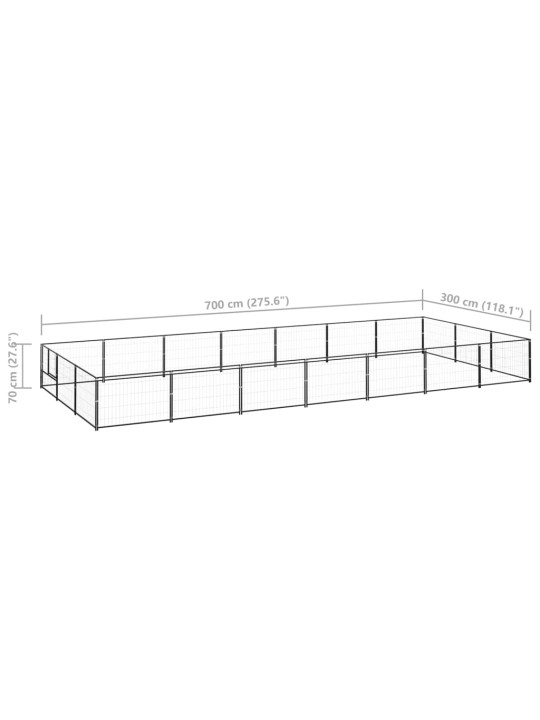 Koiranhäkki musta 21 m² teräs