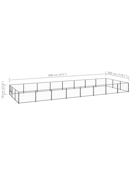 Koiranhäkki musta 24 m² teräs