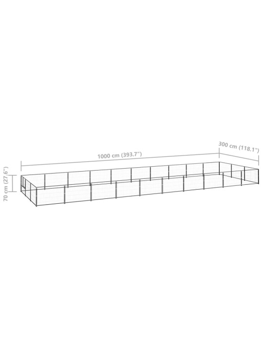 Koiranhäkki musta 30 m² teräs