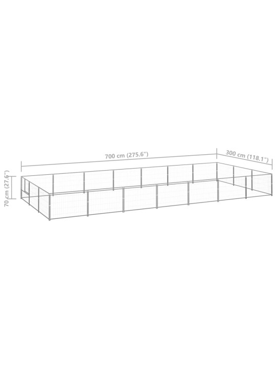 Koiranhäkki hopea 21 m² teräs