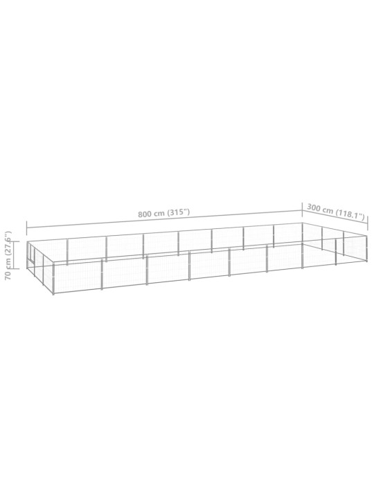 Koiranhäkki hopea 24 m² teräs