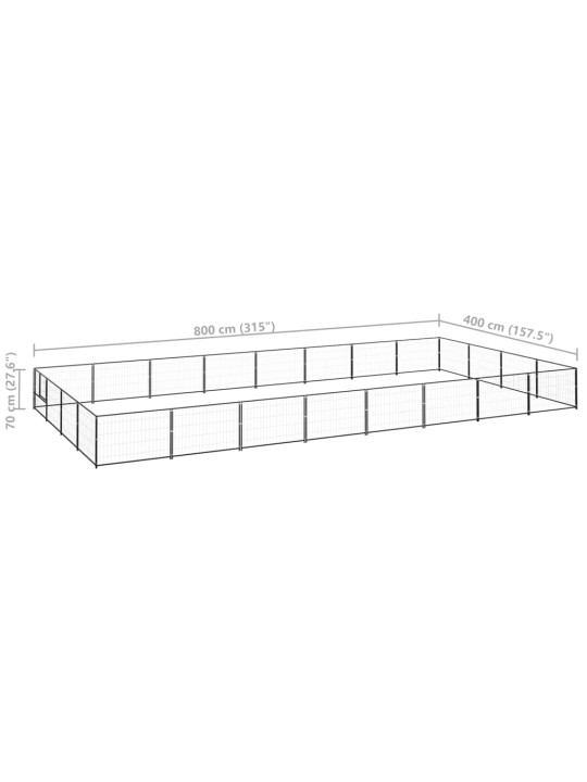 Koiranhäkki musta 32 m² teräs