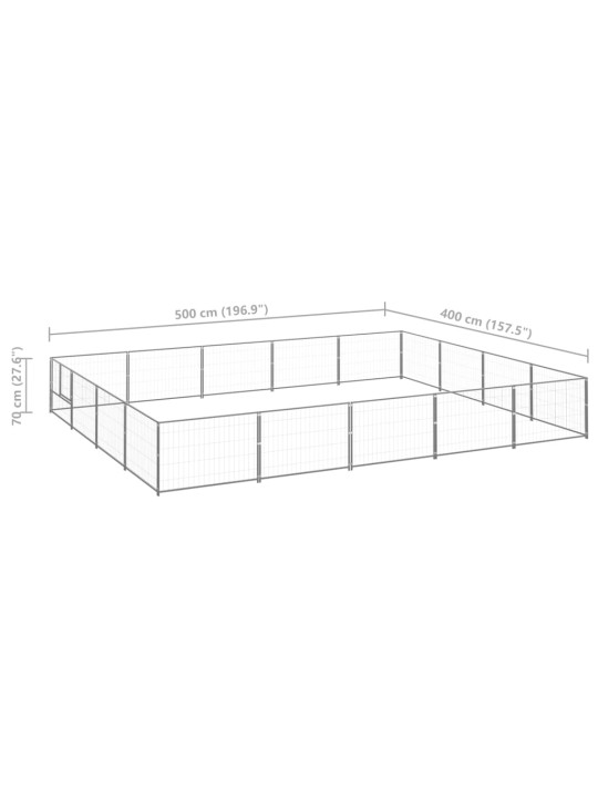 Koiranhäkki hopea 20 m² teräs