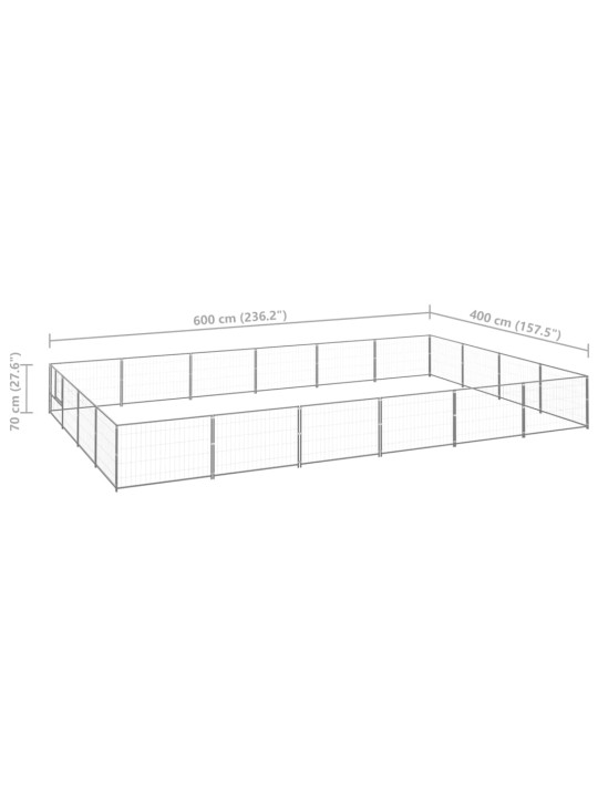 Koiranhäkki hopea 24 m² teräs