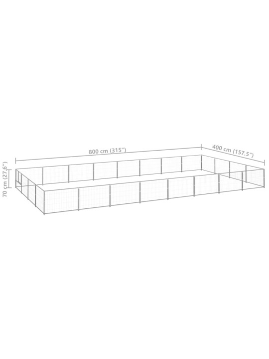 Koiranhäkki hopea 32 m² teräs