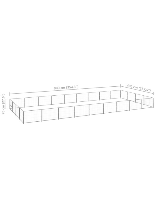 Koiranhäkki hopea 36 m² teräs