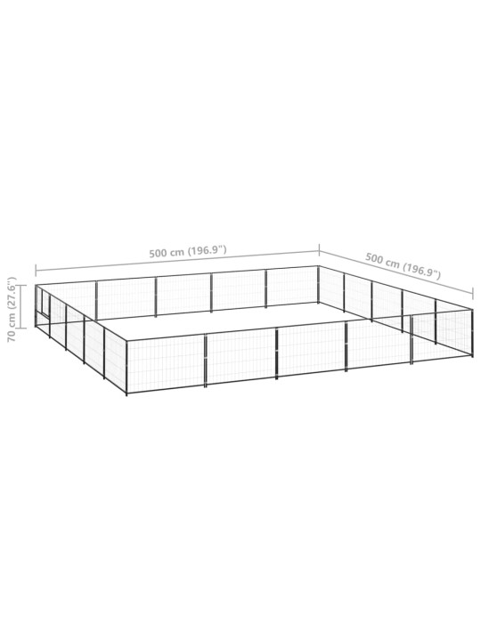 Koiranhäkki musta 25 m² teräs