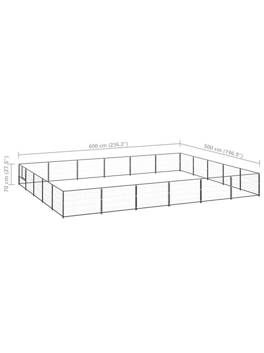 Koiranhäkki musta 30 m² teräs