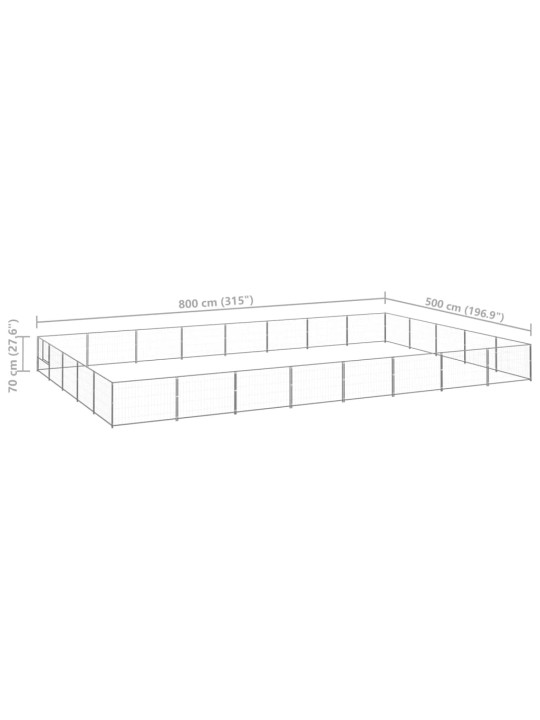 Koiranhäkki hopea 40 m² teräs