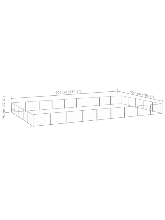 Koiranhäkki hopea 45 m² teräs