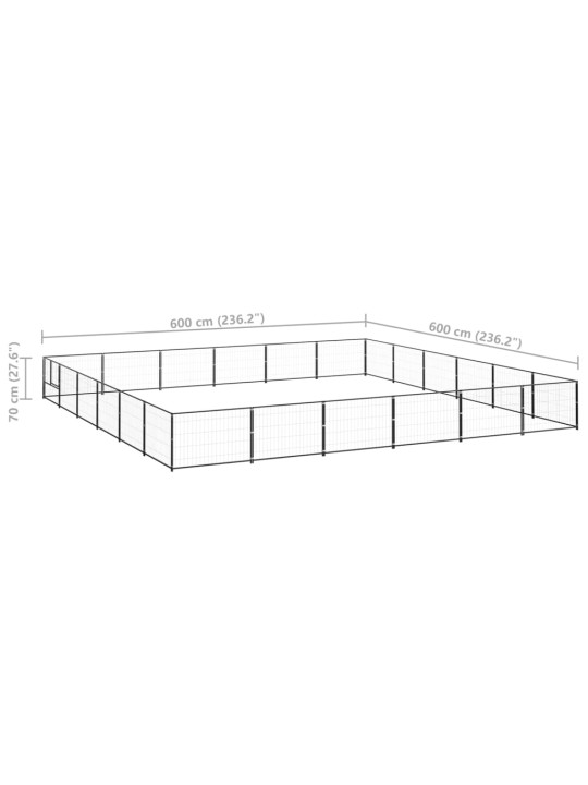 Koiranhäkki musta 36 m² teräs