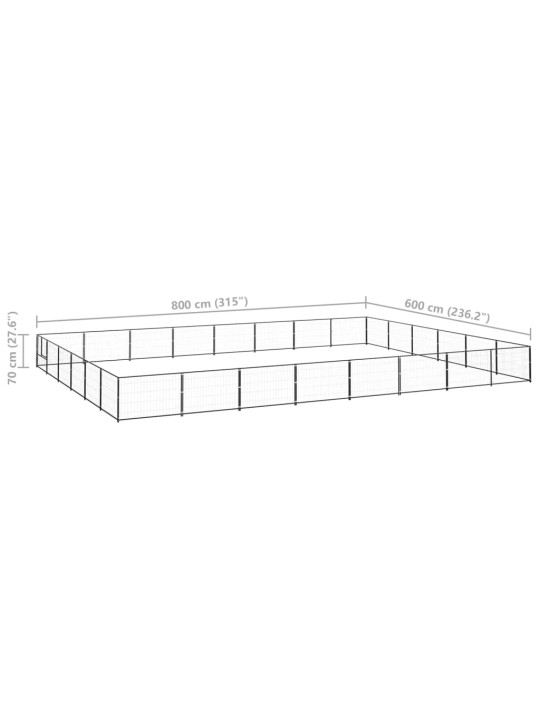 Koiranhäkki musta 48 m² teräs