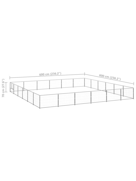 Koiranhäkki hopea 36 m² teräs