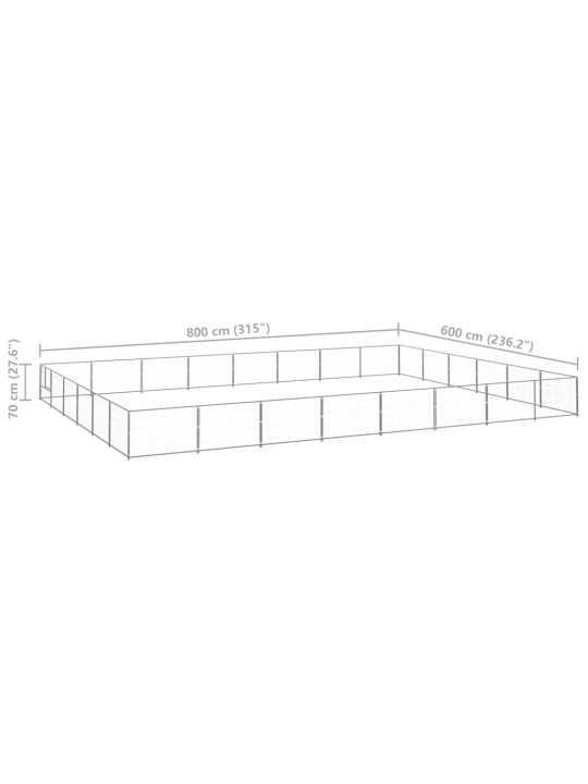 Koiranhäkki hopea 48 m² teräs