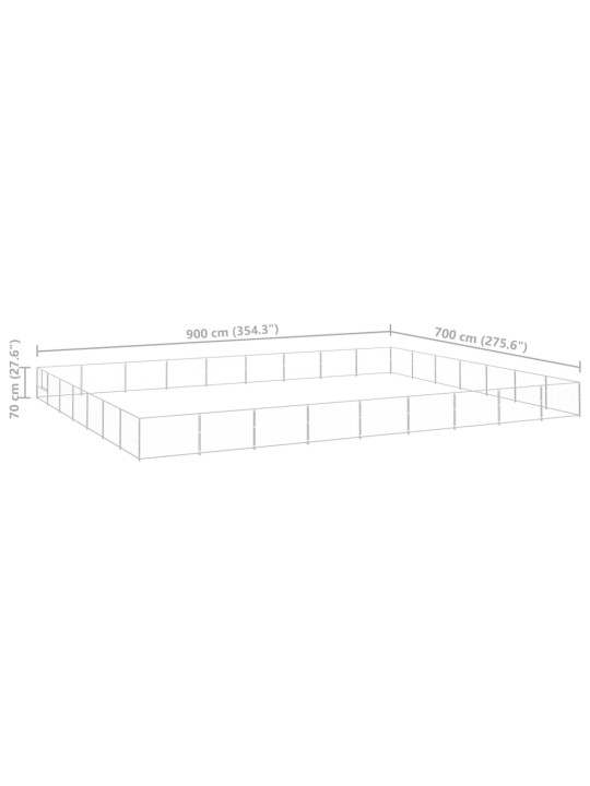 Koiranhäkki hopea 63 m² teräs