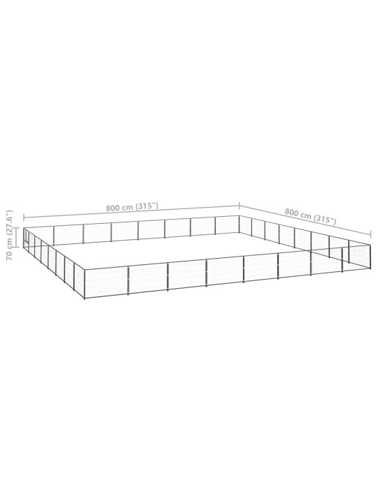 Koiranhäkki musta 64 m² teräs