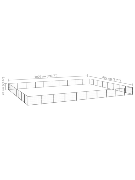 Koiranhäkki musta 80 m² teräs