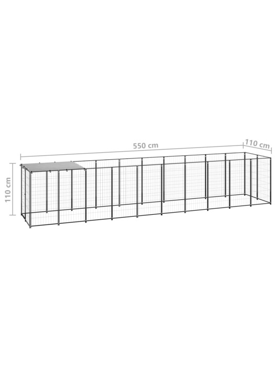 Koiranhäkki musta 6,05 m² teräs