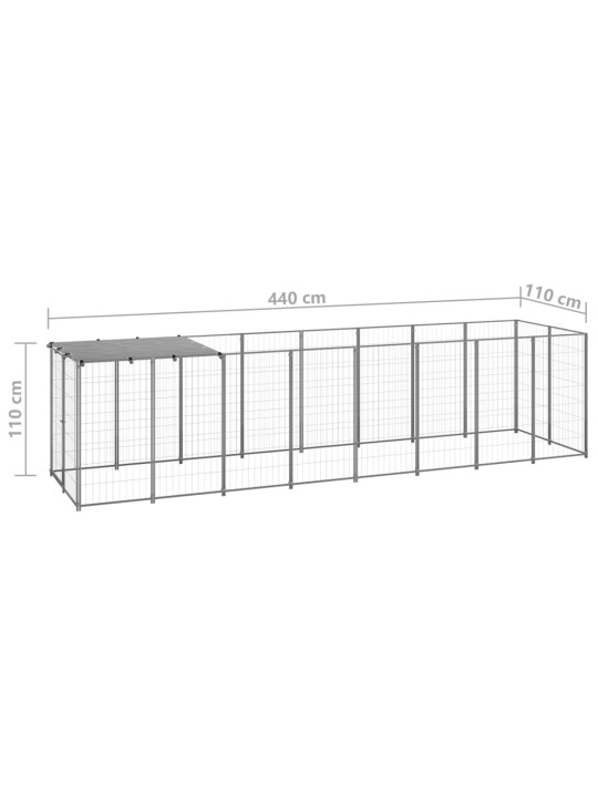 Koiranhäkki hopea 4,84 m² teräs