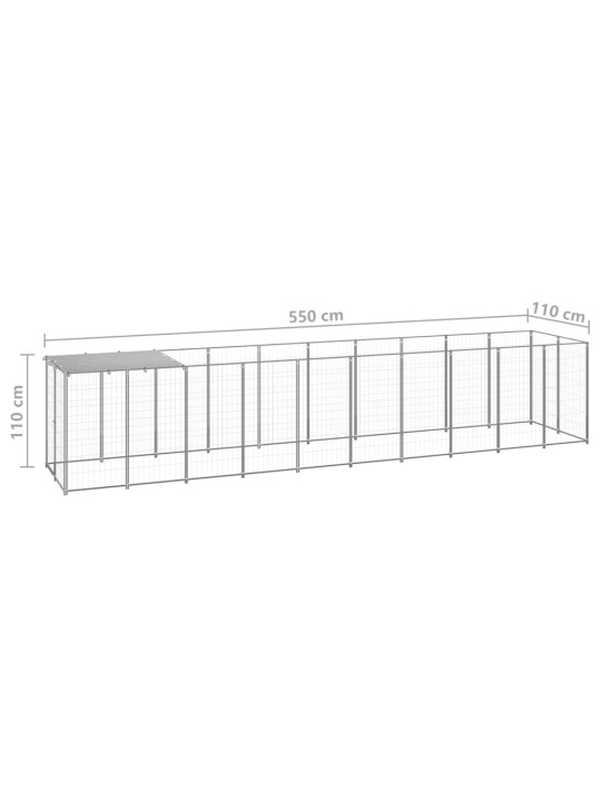 Koiranhäkki hopea 6,05 m² teräs