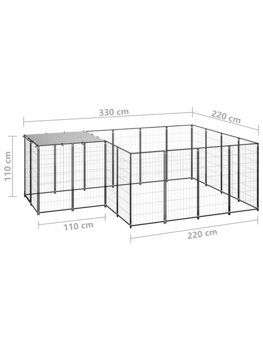 Koiranhäkki musta 6,05 m² teräs