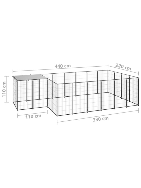 Koiranhäkki musta 8,47 m² teräs