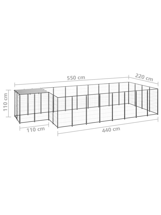 Koiranhäkki musta 10,89 m² teräs