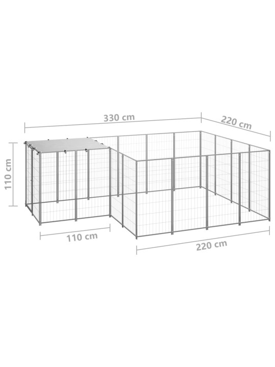 Koiranhäkki hopea 6,05 m² teräs