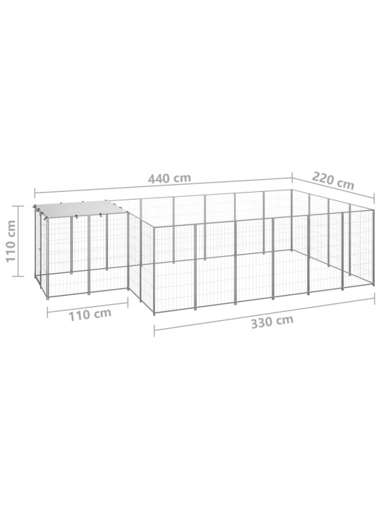 Koiranhäkki hopea 8,47 m² teräs