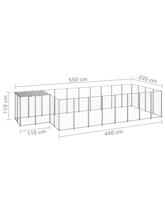 Koiranhäkki hopea 10,89 m² teräs